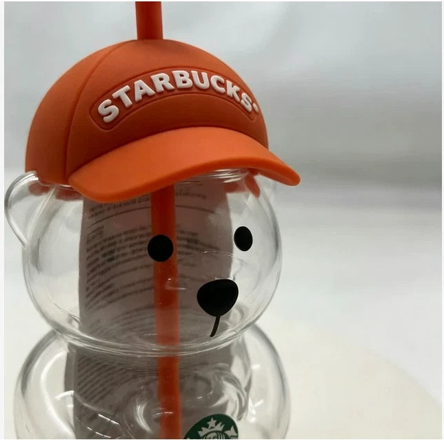 Starbucks Halloween Bearista Bear 20oz Glass Tumbler Pumpkin Topper
