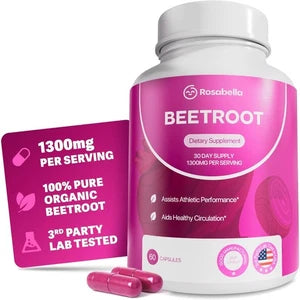 Rosabella Organic Beet Root Capsules for Circulation and Vitality Support 60ct