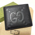 GUCCI Bi-fold Wallet Jumbo GG Leather Black