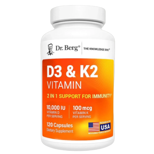 Dr. Berg Vitamin D3 K2 w/ MCT Oil 10,000 IU D3 100mcg K2 120 Capsules Supplement