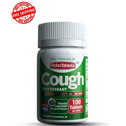 RoboTabs Cough suppressant 100 Tablets 30mg of Dextromethorphan