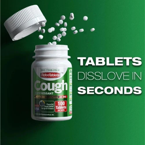 RoboTabs Cough suppressant 100 Tablets 30mg of Dextromethorphan