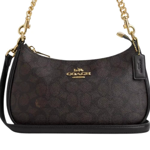 COACH CA548 Women’s Teri Shoulder Bag In Signature Canvas Gold/Brown Black