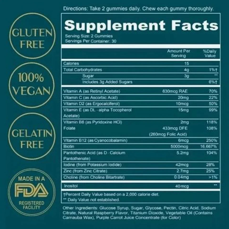 WEEM Hair Skin and Nails Gummies - Supports Healthy Hair - Vegan biotin Vitamins